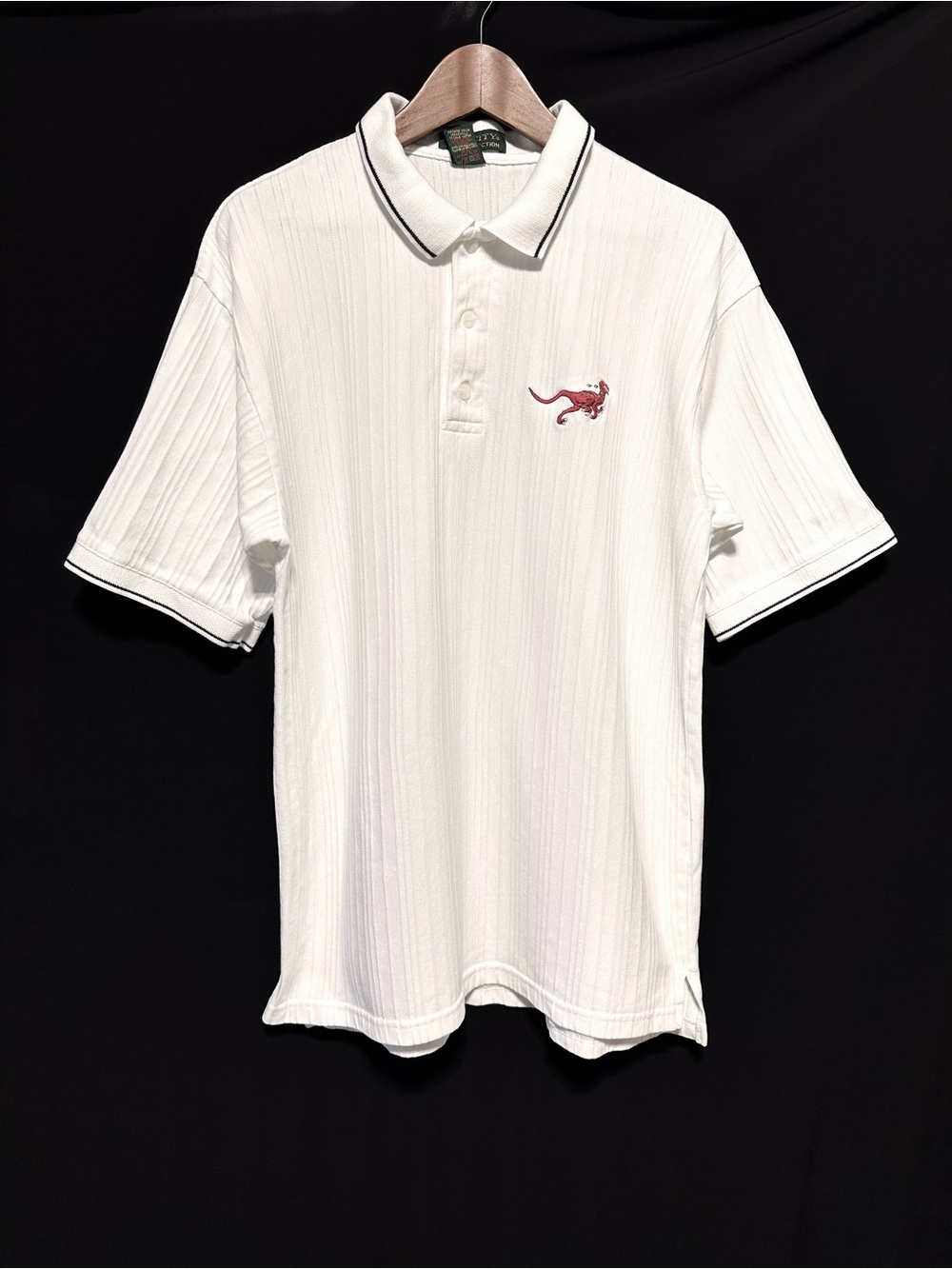 Ash City Pro Collection Dinosaur Embroidered Ribbed Polo Shirt L